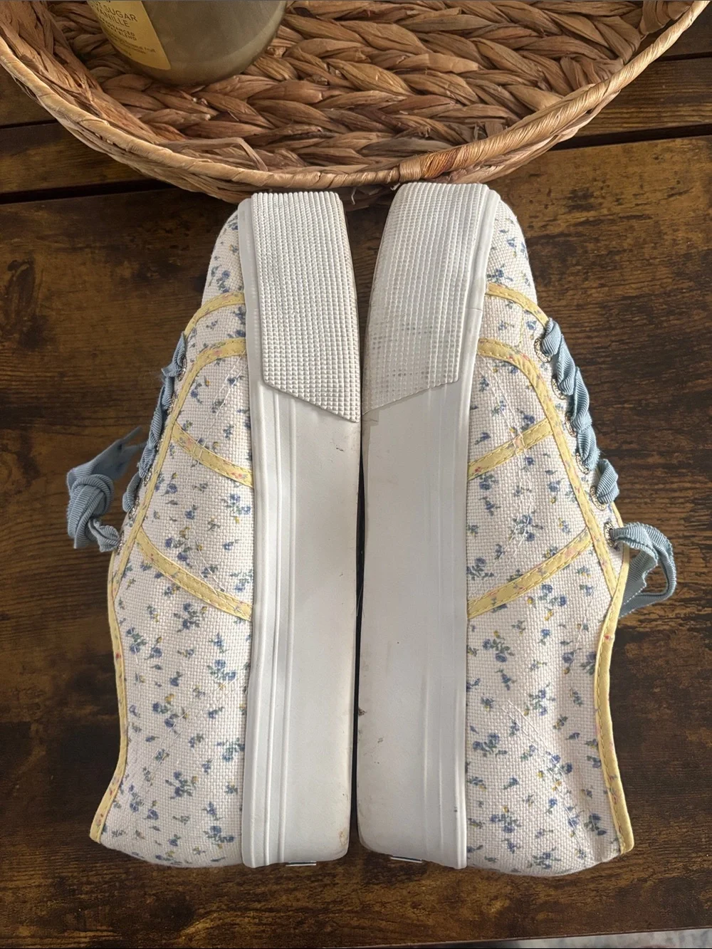 Superga love shack fancy colab Floral Canvas Sneakers in White, Blue, and Yellow